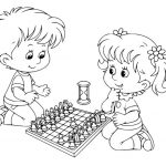 tablero ajedrez para colorear niños
